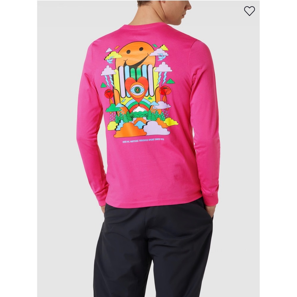 Nike Mens Pink Psychedelic Graphic Long Sleeve Tee Shirt Medium Unifying Sport